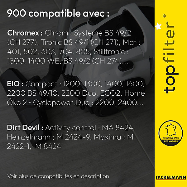 Lot de 4 sacs aspirateur pour EIO et Chromex TopFilter Premium