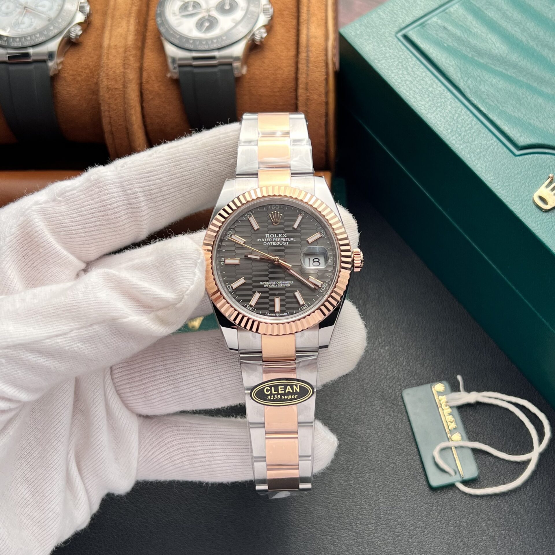 Rolex Datejust 126331 SS/RG Plated Grey Dial 41mm Oyster Super Clone