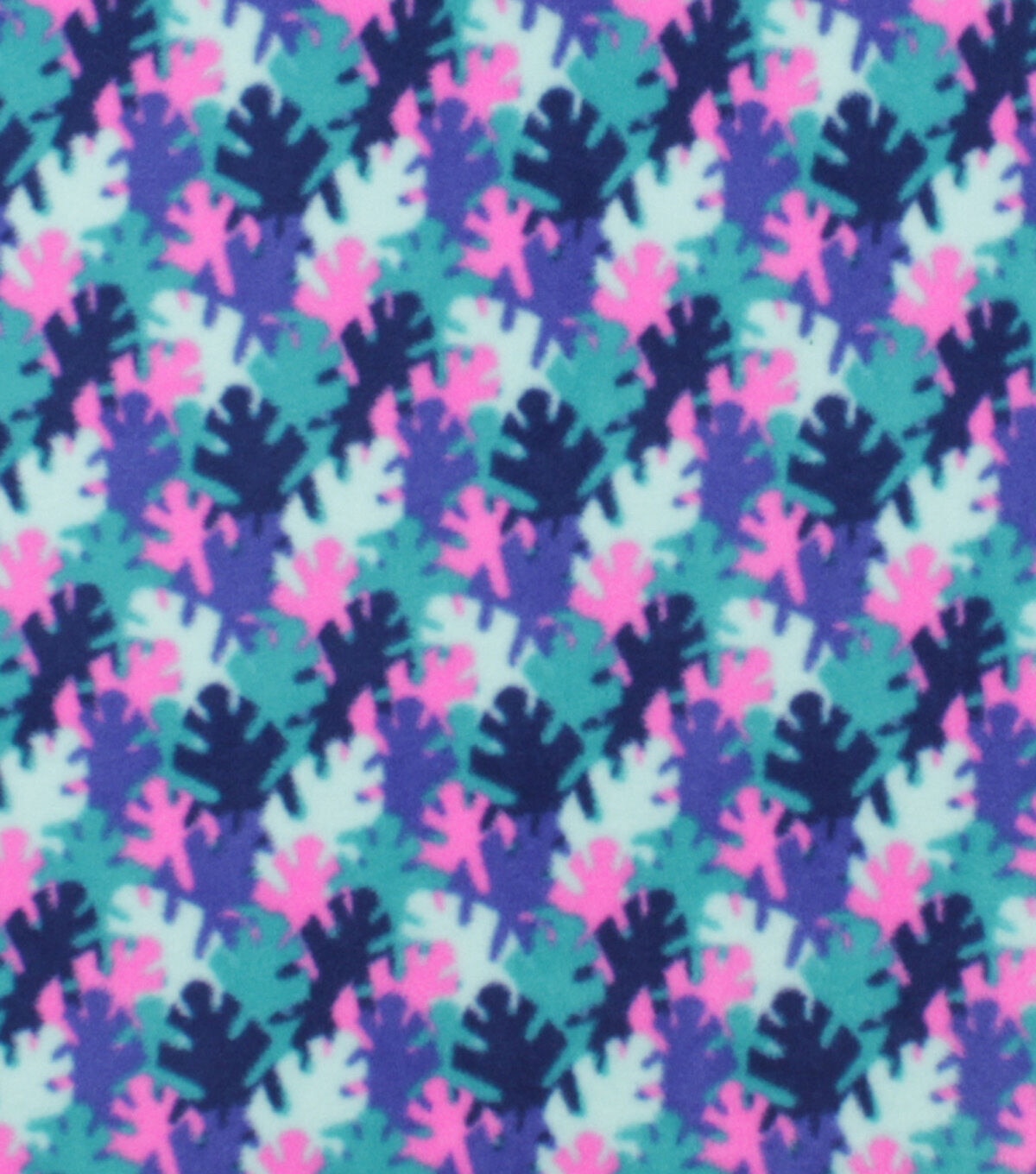 Purple All Over Leaf Anti Pill Plush Fleece Fabric