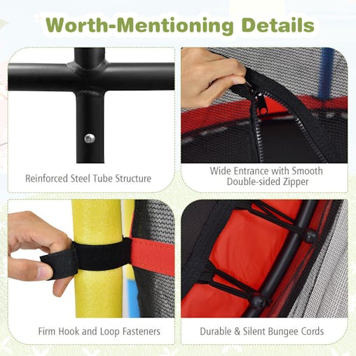 NNECW 55 Inches Kids Trampoline with Safety Enclosure Net