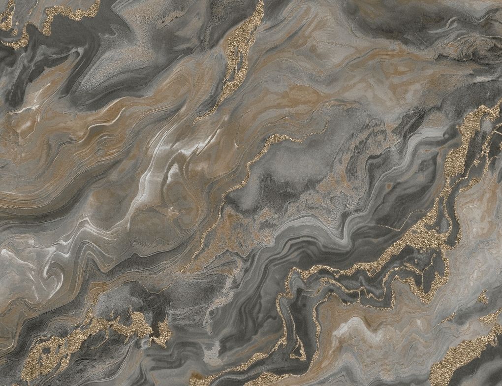 Vliestapete Marmor Anthrazit, Gold