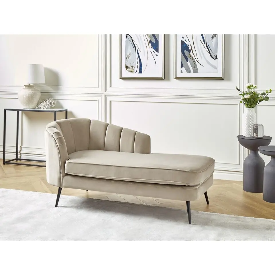 ALLIER - Chaise longue - Beige - Linkerzijde - Fluweel