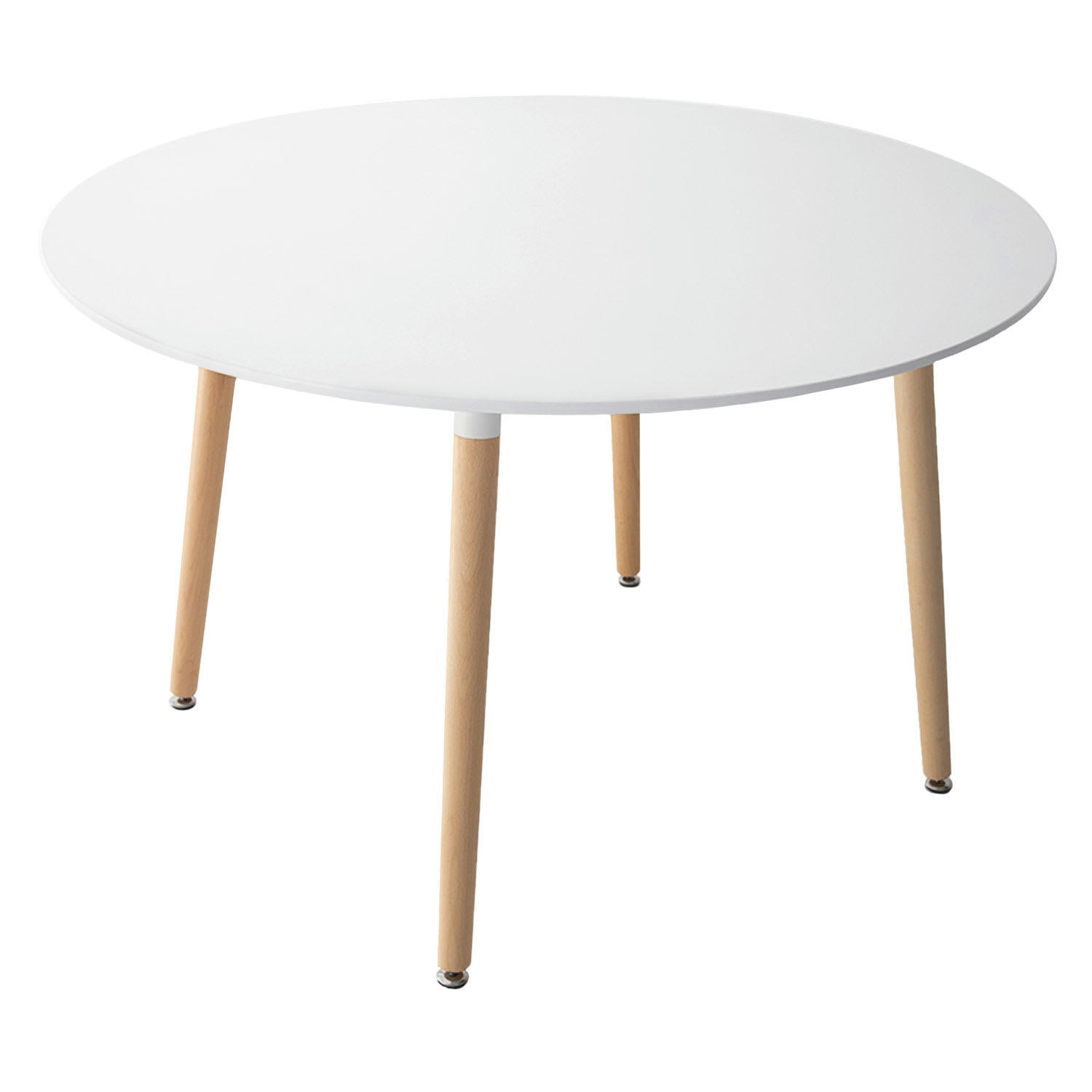 MARTHA - Table à manger ronde style scandinave blanche et bois de hêtre