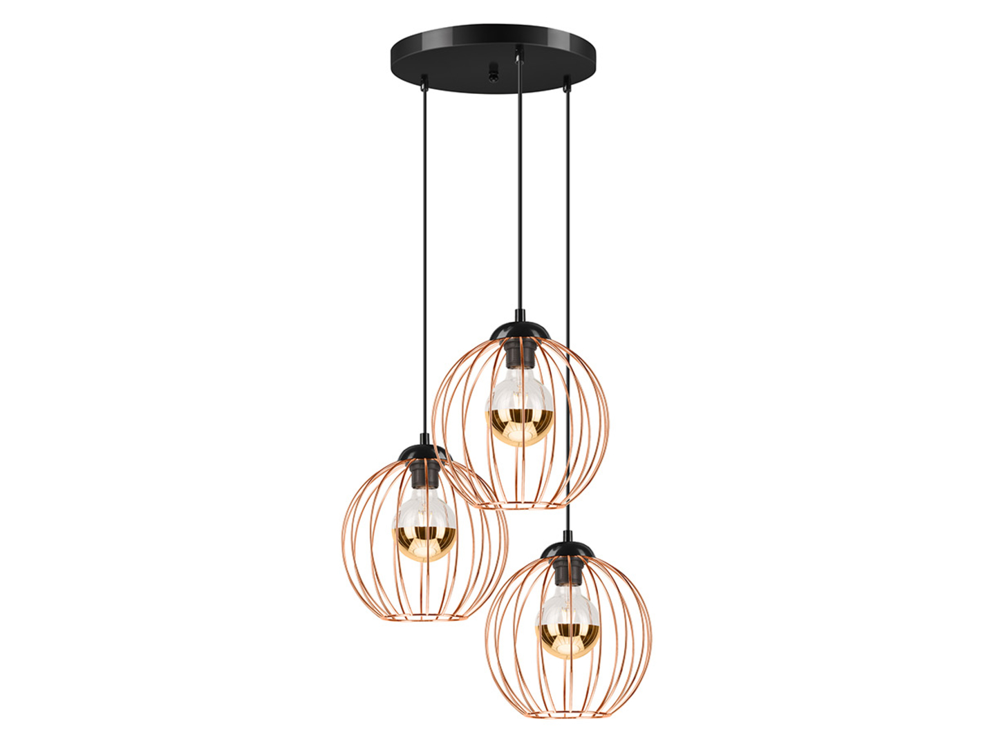 Lampa wisząca Zoya 3-punktowa stalowa miedziana