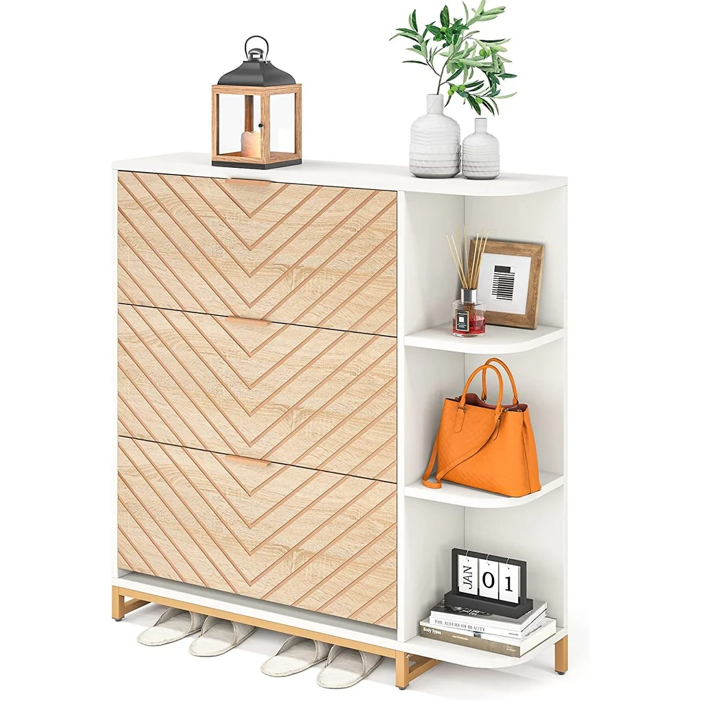 Shoe Cabinet, 24 Pair Shoes Storage Cabinet with Doors and Shelves