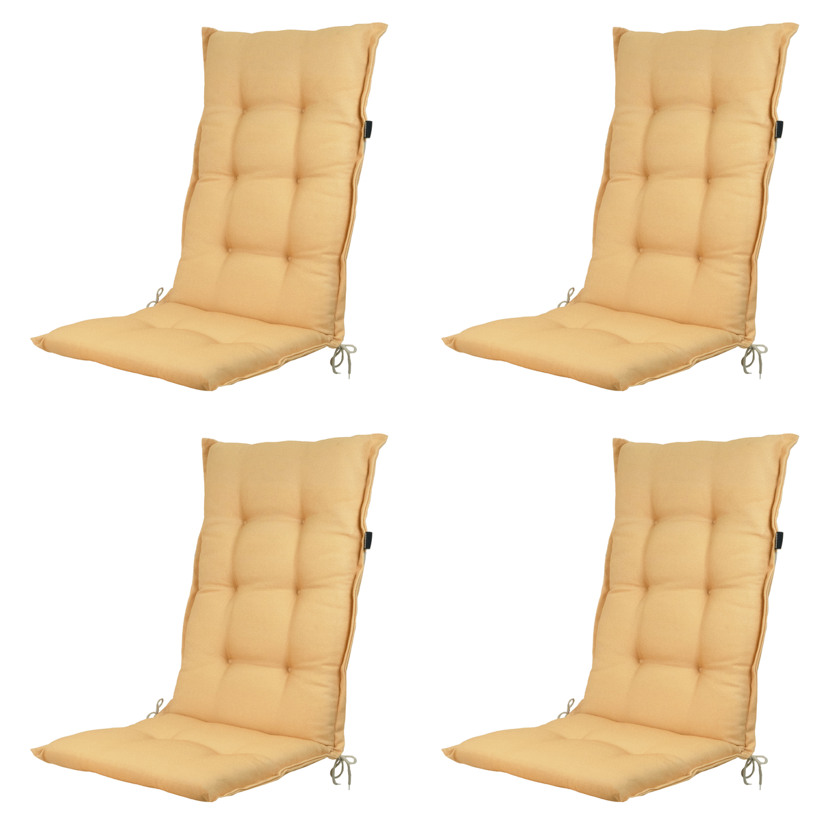 Madison tuinstoelkussen hoge rug Napels - geel - 123x50x5cm - set van 4