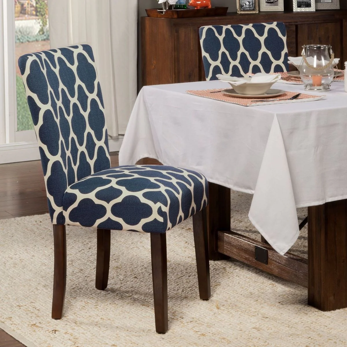 HomePop Classic Parsons Dining Chair - Geo Brights Navy Blue (Set of 2)
