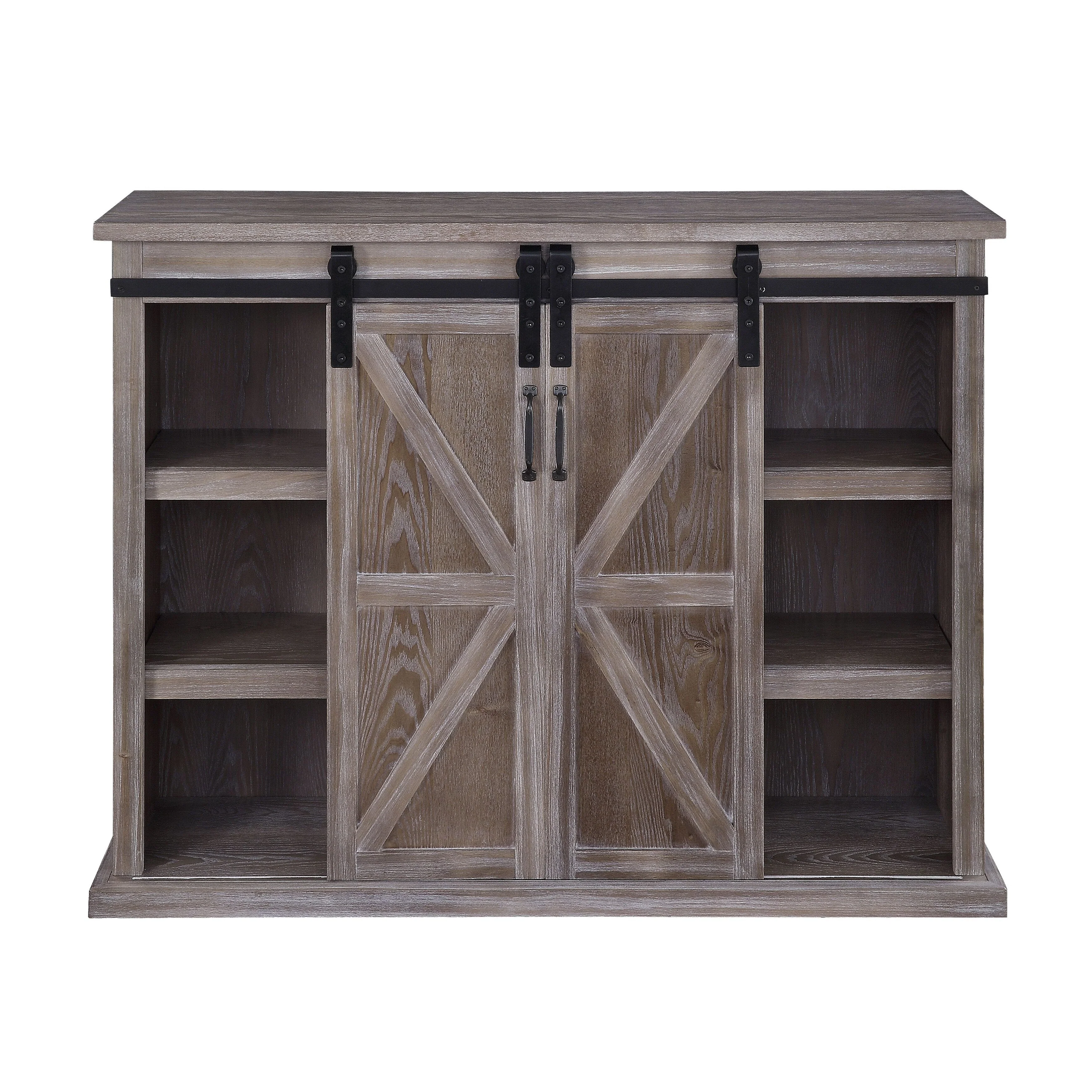 48 TV Stand with 2 Sliding Barn Doors and Wooden Shelves for TVs Up to 48