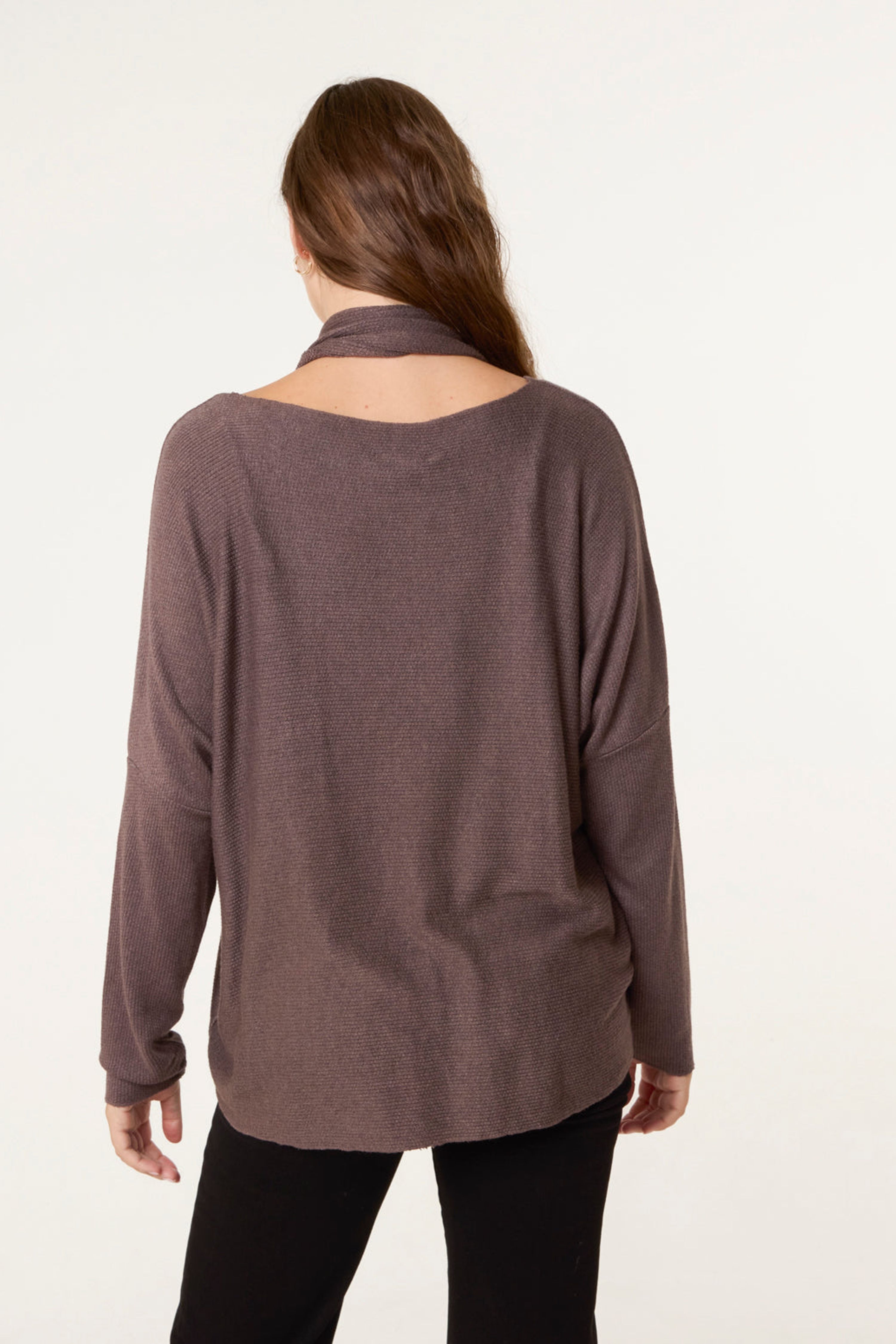 Blue Vanilla Brown Scarf Cut And Sew 2in1 Jumper
