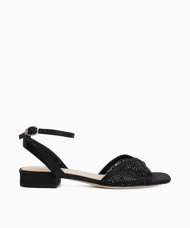 Naxxos Black - Ankle Strap Embellished Sandals