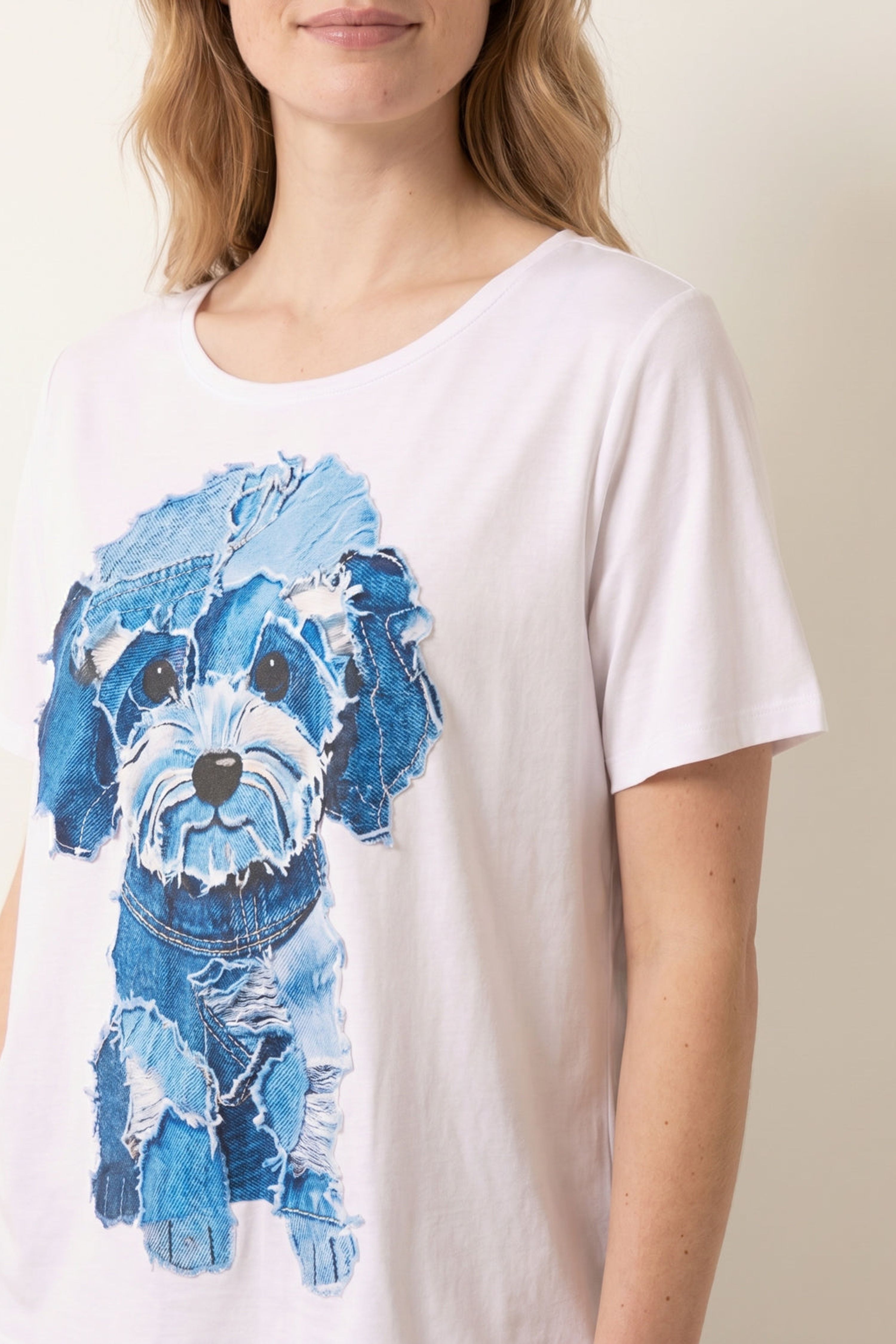 Blue Vanilla White Patchwork Denim Dog Top