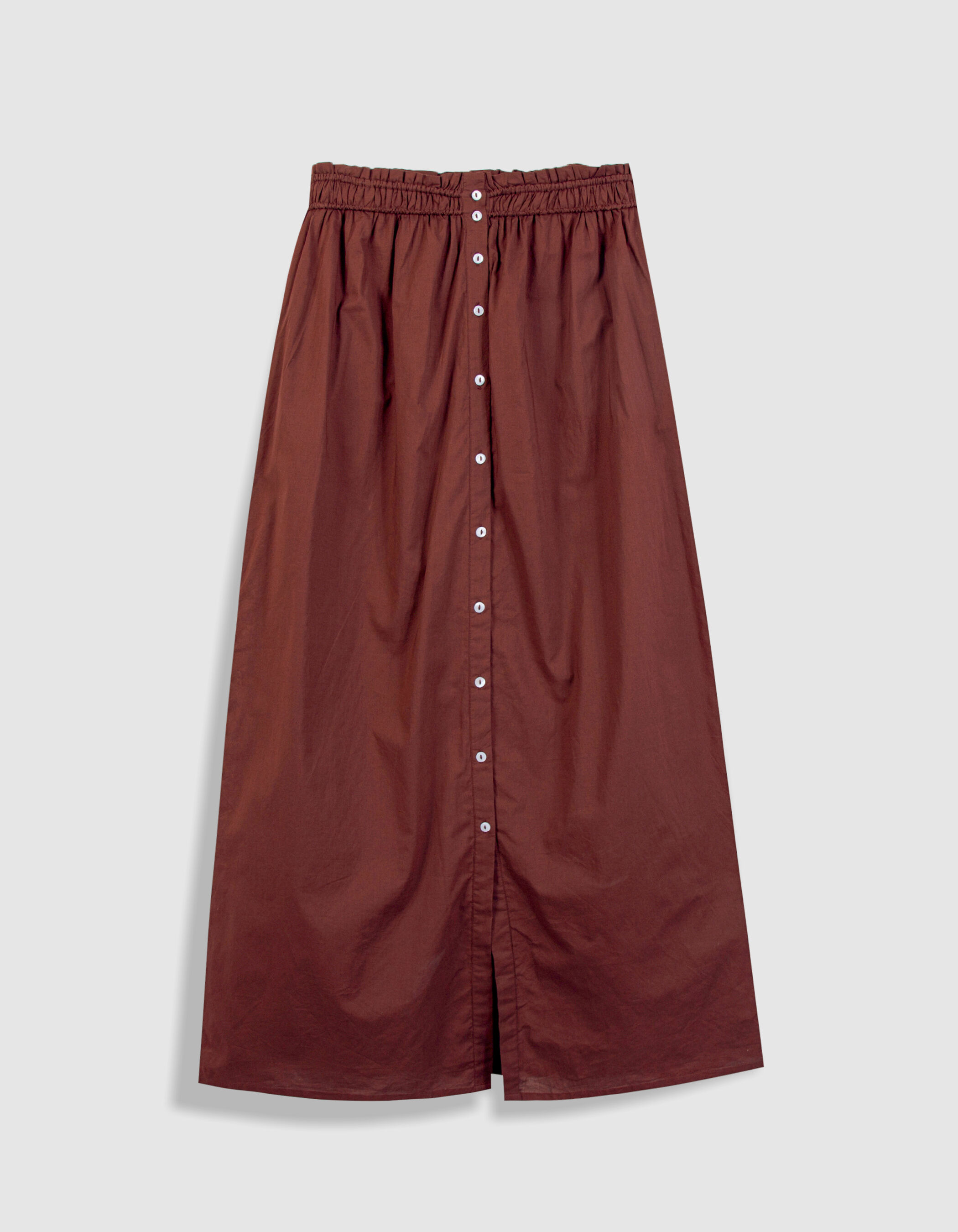 Jupe longue marron boutonnée Femme