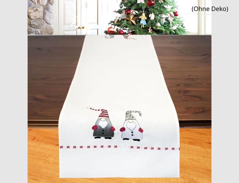 Tischläufer Weihnachten Wichtel Beige