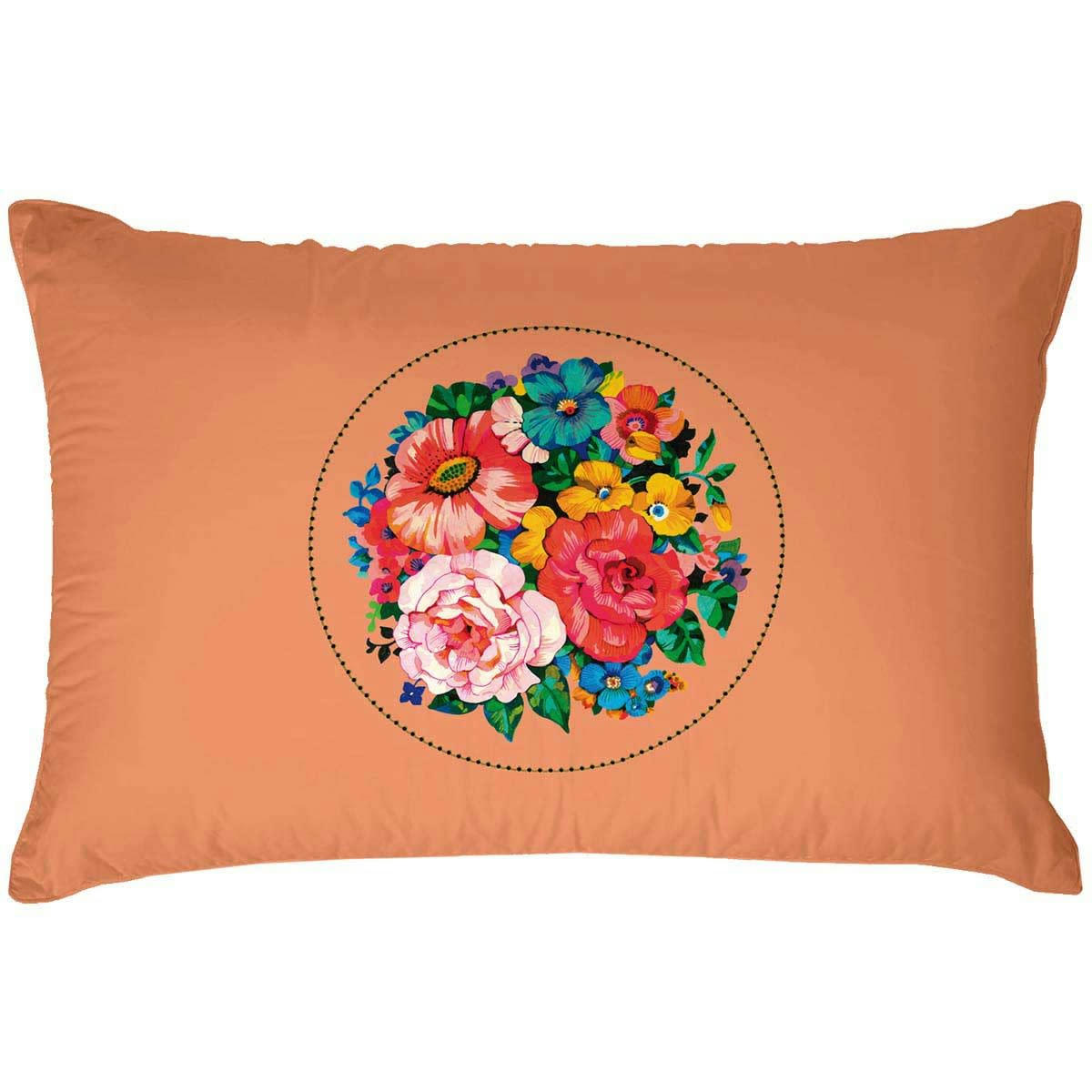 - Housse de coussin extérieur fleuri orange 40x60