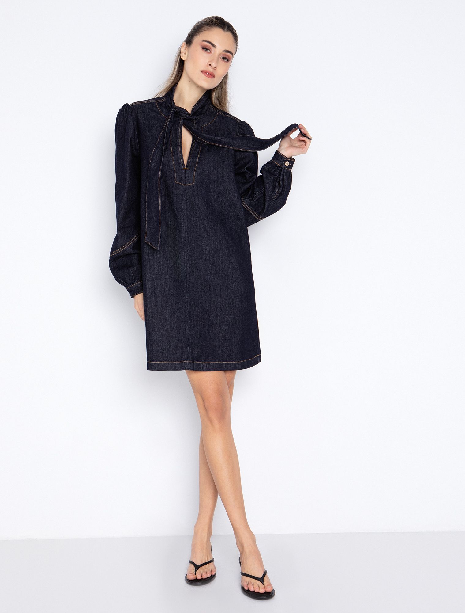 Τζιν φόρεμα με δέσιμο