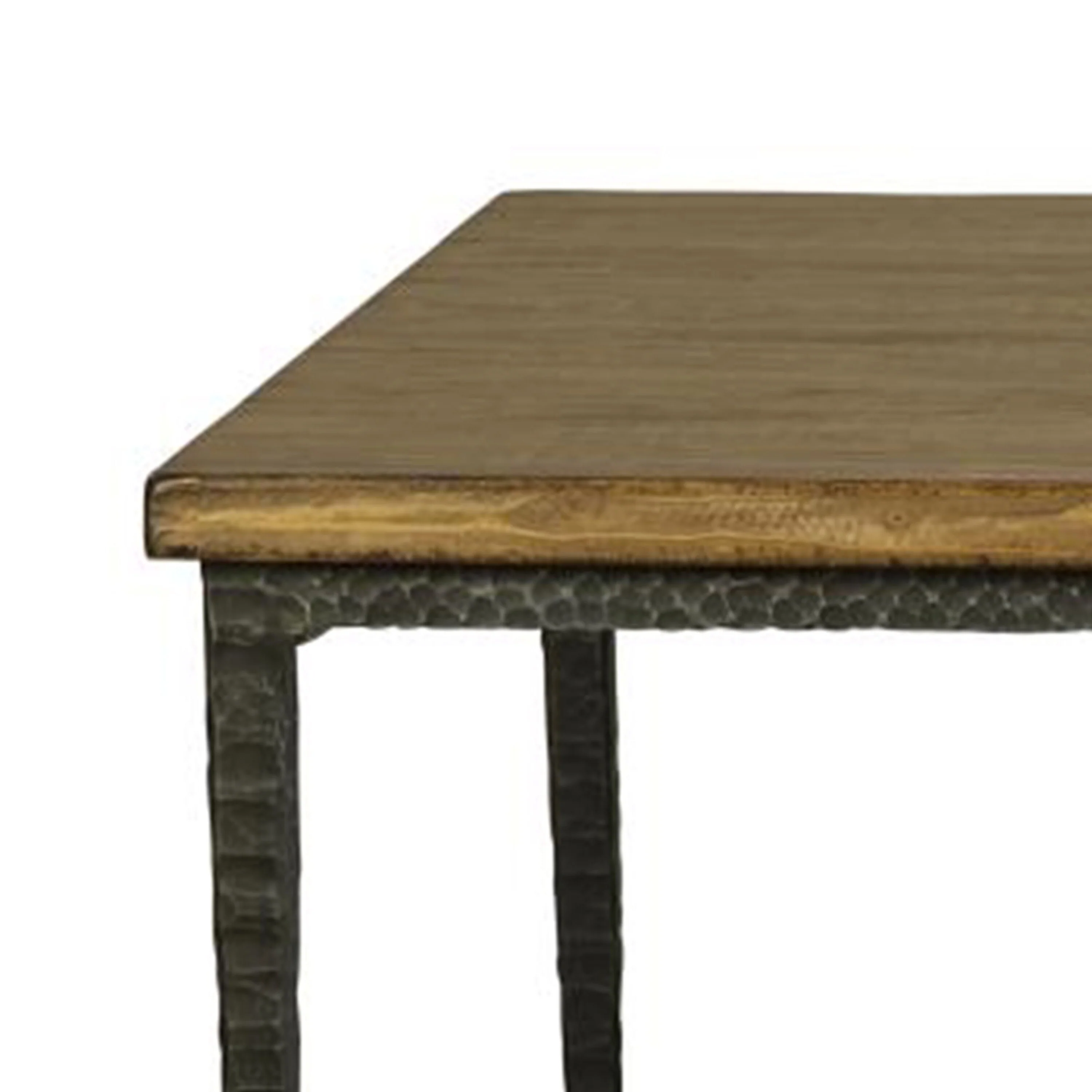 Lemy Dining Table, 72 Inch Rectangular Brown Top, Black Metal Frame