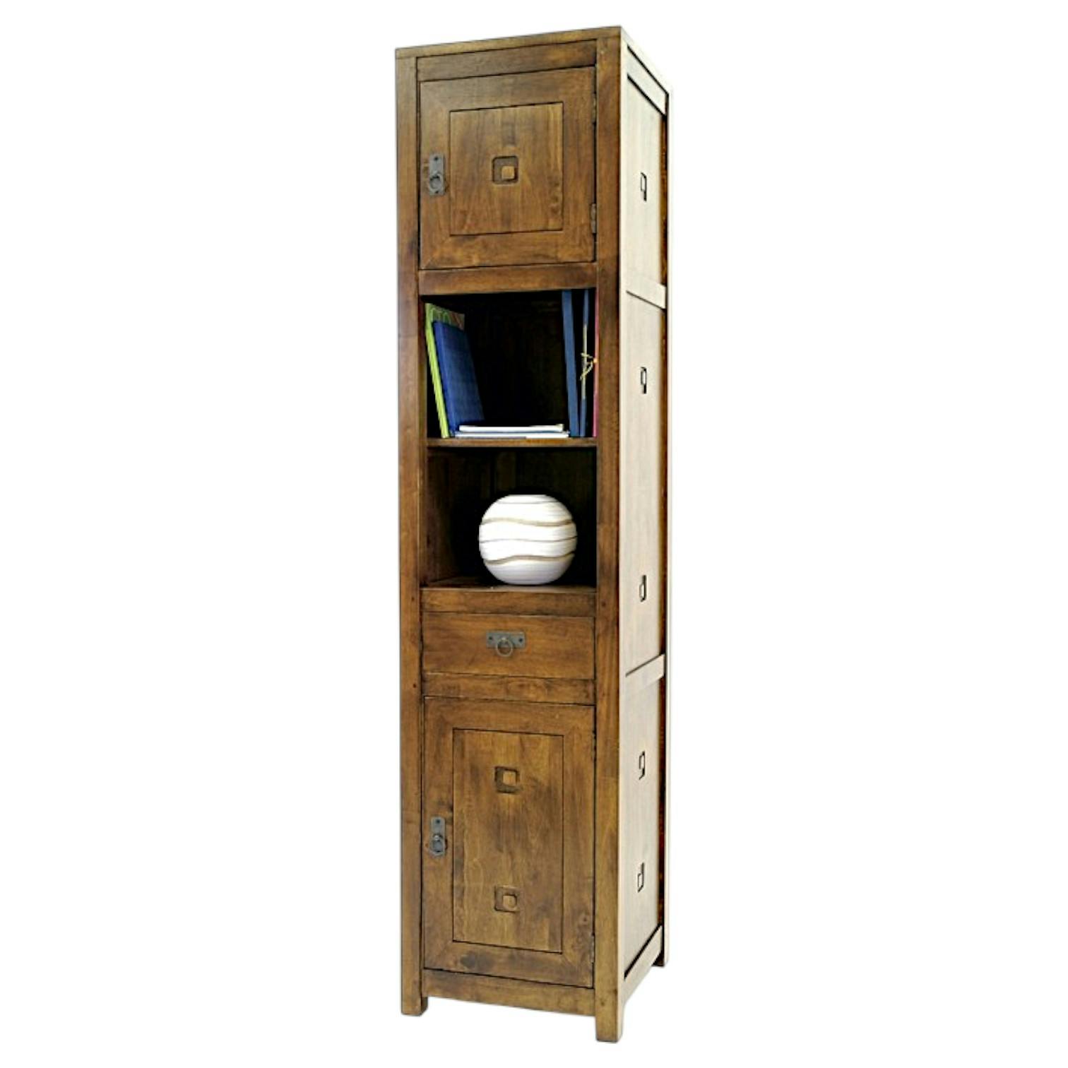 Etagère colonne 2 portes 1 tiroir hévéa H190cm TESSA