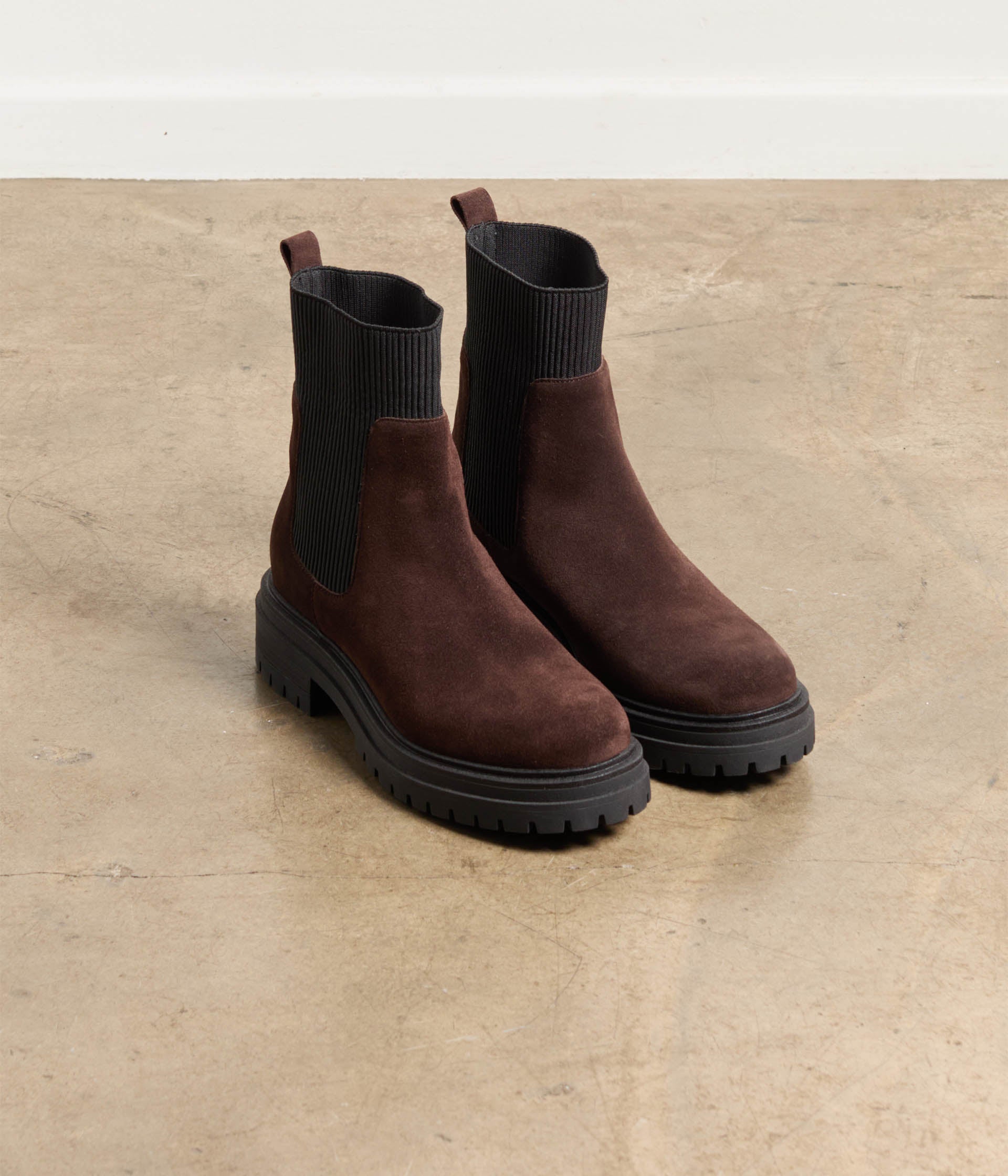 Boots chaussettes chocolat Anika