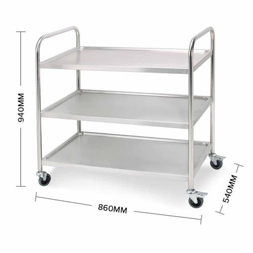 SOGA 3 Tier Stainless Steel Kitchen Dinning Food Cart Trolley Utility Round 86x54x94cm Large