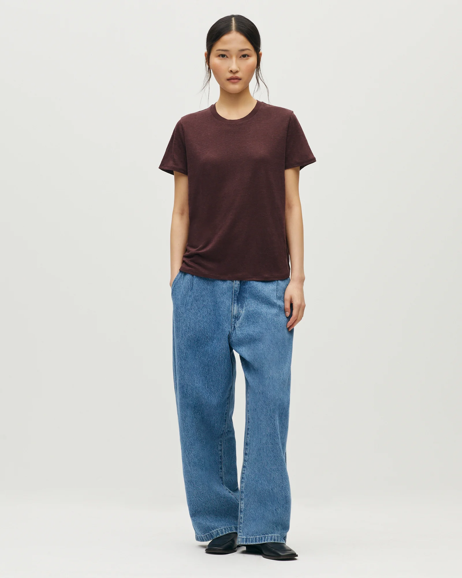 T-shirt col rond en lin