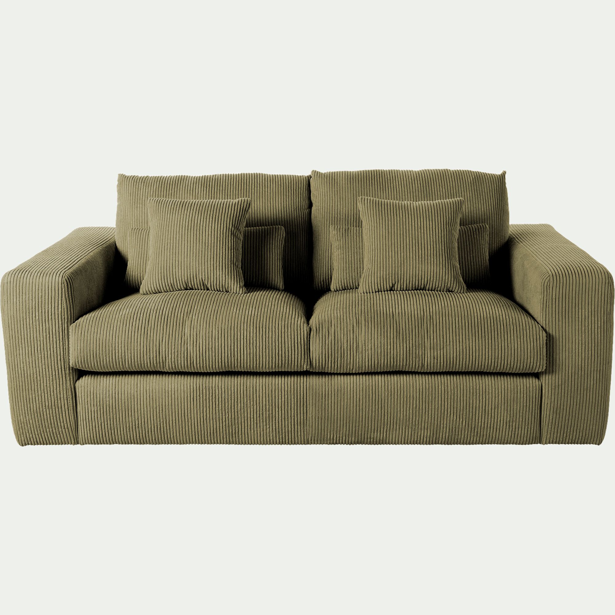 PIUMA - Canapé 3 places fixe en velours côtelé - vert cèdre