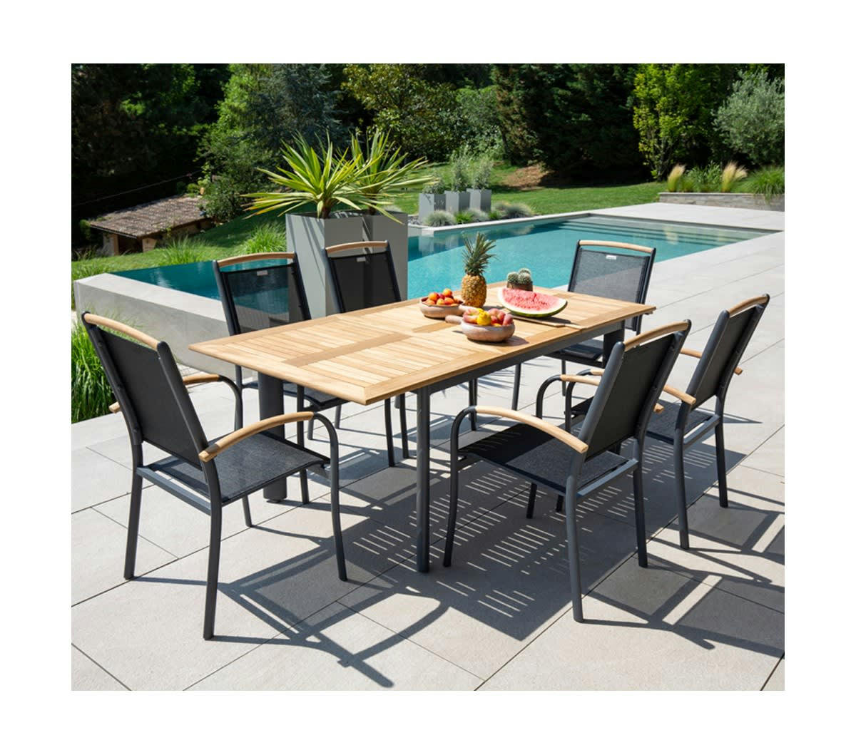 CABOURG - Ensemble repas de jardin  8 places en aluminium