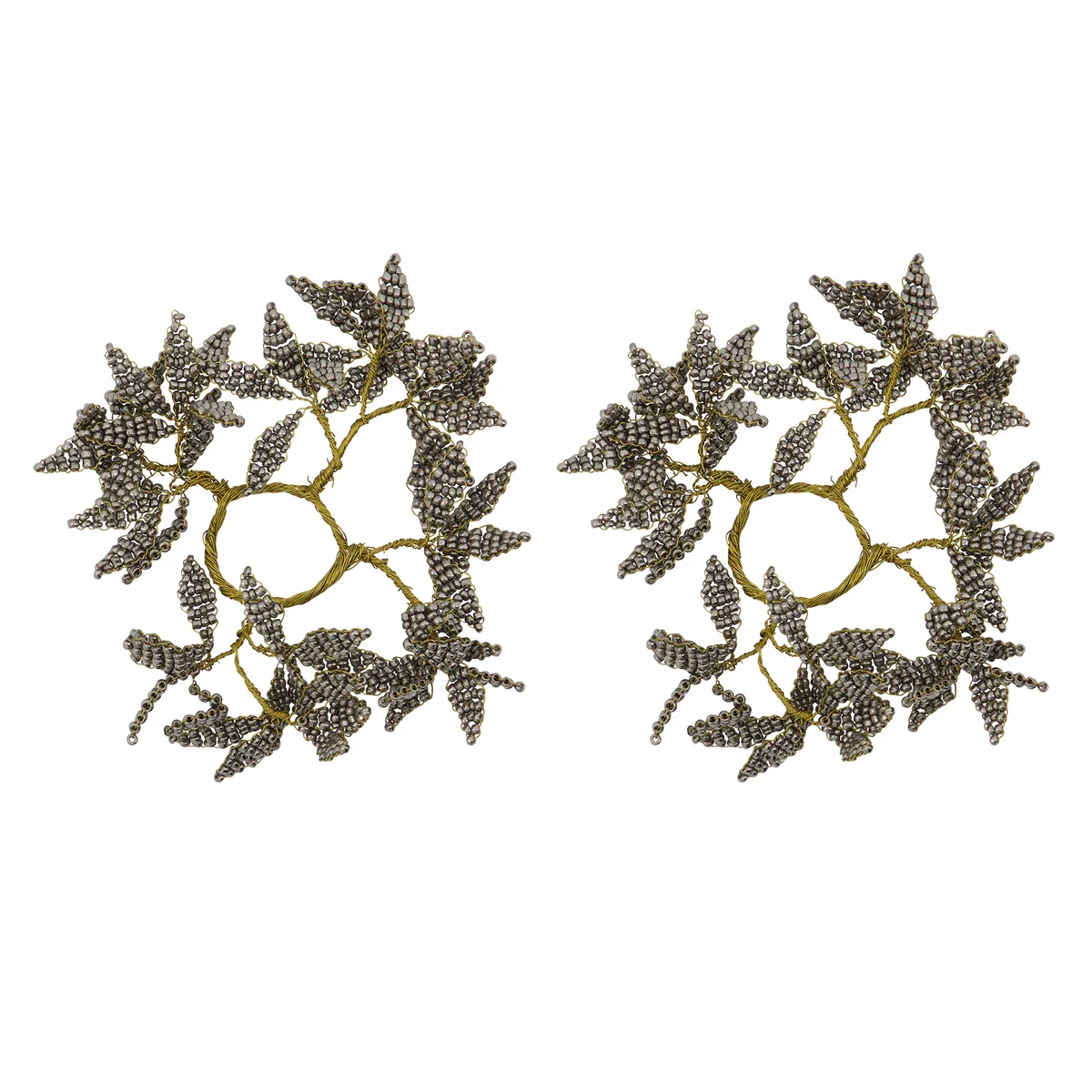 House Doctor - Pearl Kerzenringe, grau / gold (2er-Set)