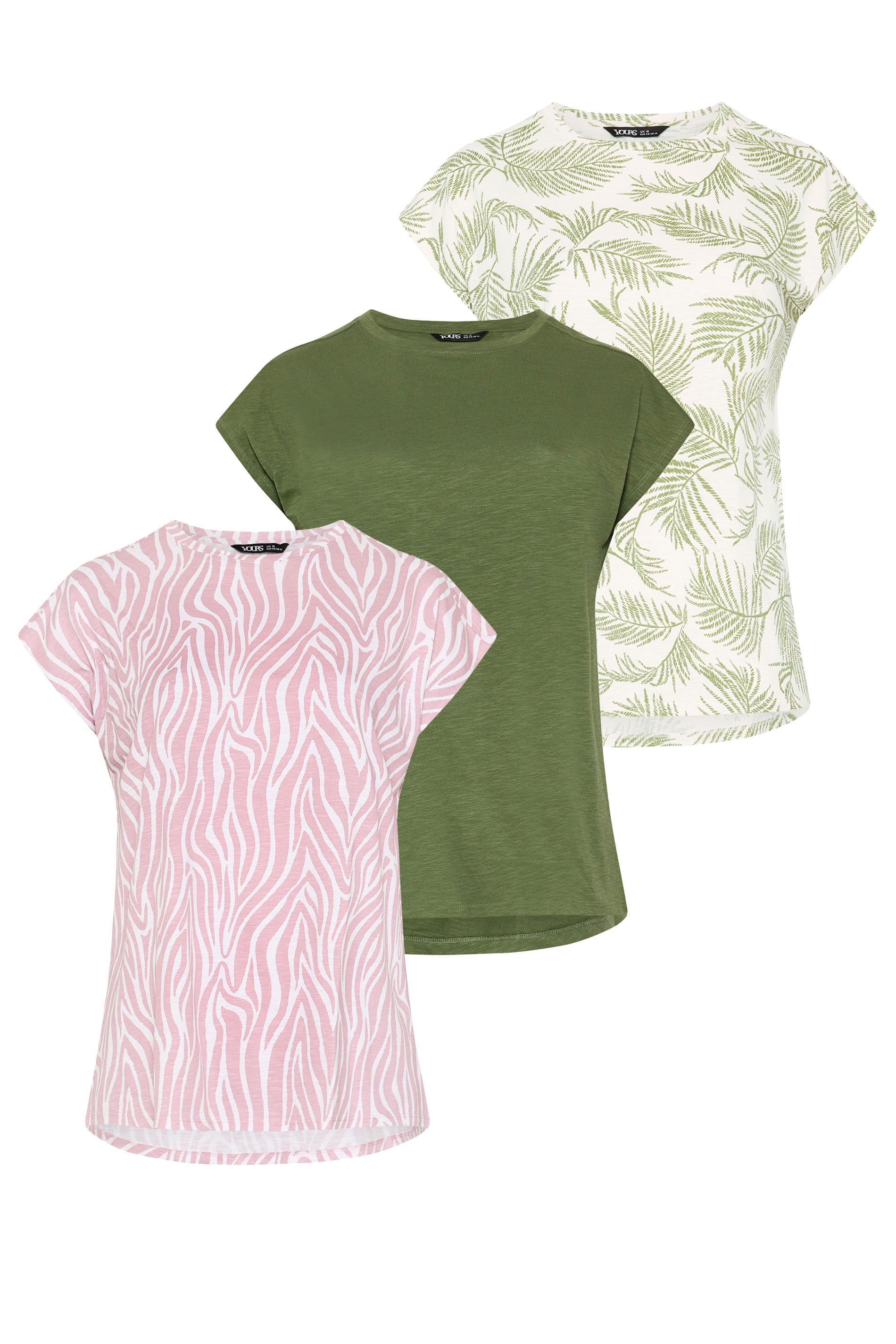 Yours 3 Pack Palm Leaf & Zebra T-Shirts