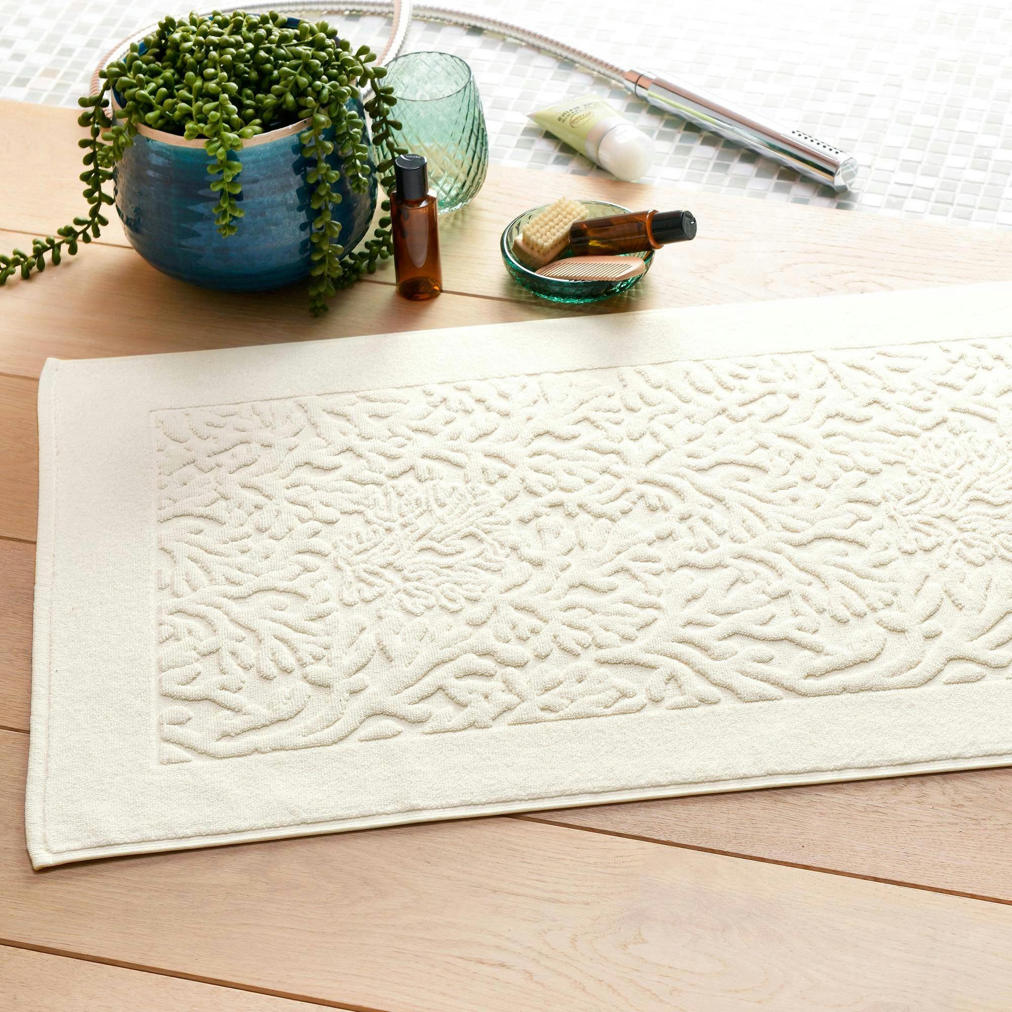 TAPALANE - Tapis de bain 50x80 blanc cassé en coton 800 g/m²
