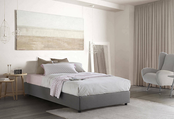 Lit double Asid, Lit coffre avec revêtement en tissu, 100% Made in Italy, Ouverture frontale, adapté pour matelas 120x190 cm, Gris