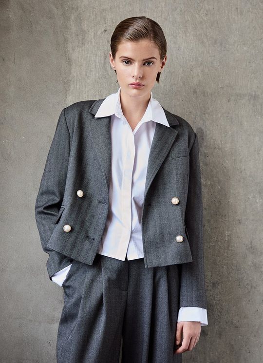 LKB LONDON Liz Grey Multi Short Double Beasted Jacket