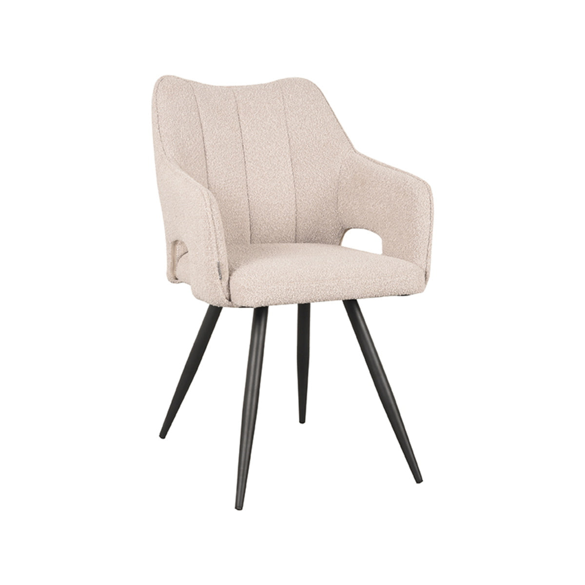 LABEL51 Eetkamerstoel Noud - Naturel Bouclé - Zithoogte 49cm