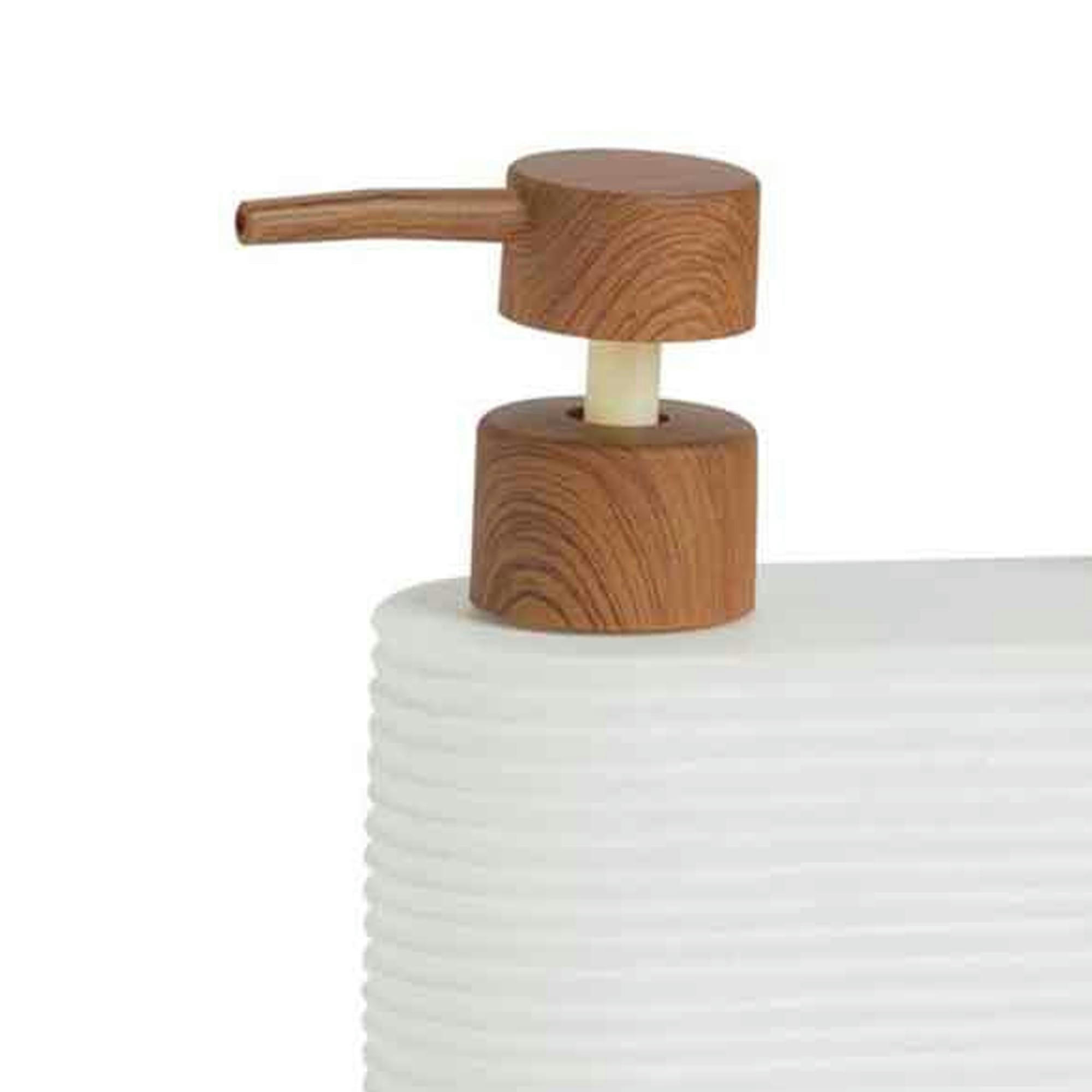 - Distributeur liquide vaisselle + brosse polypropylène blanc et acacia