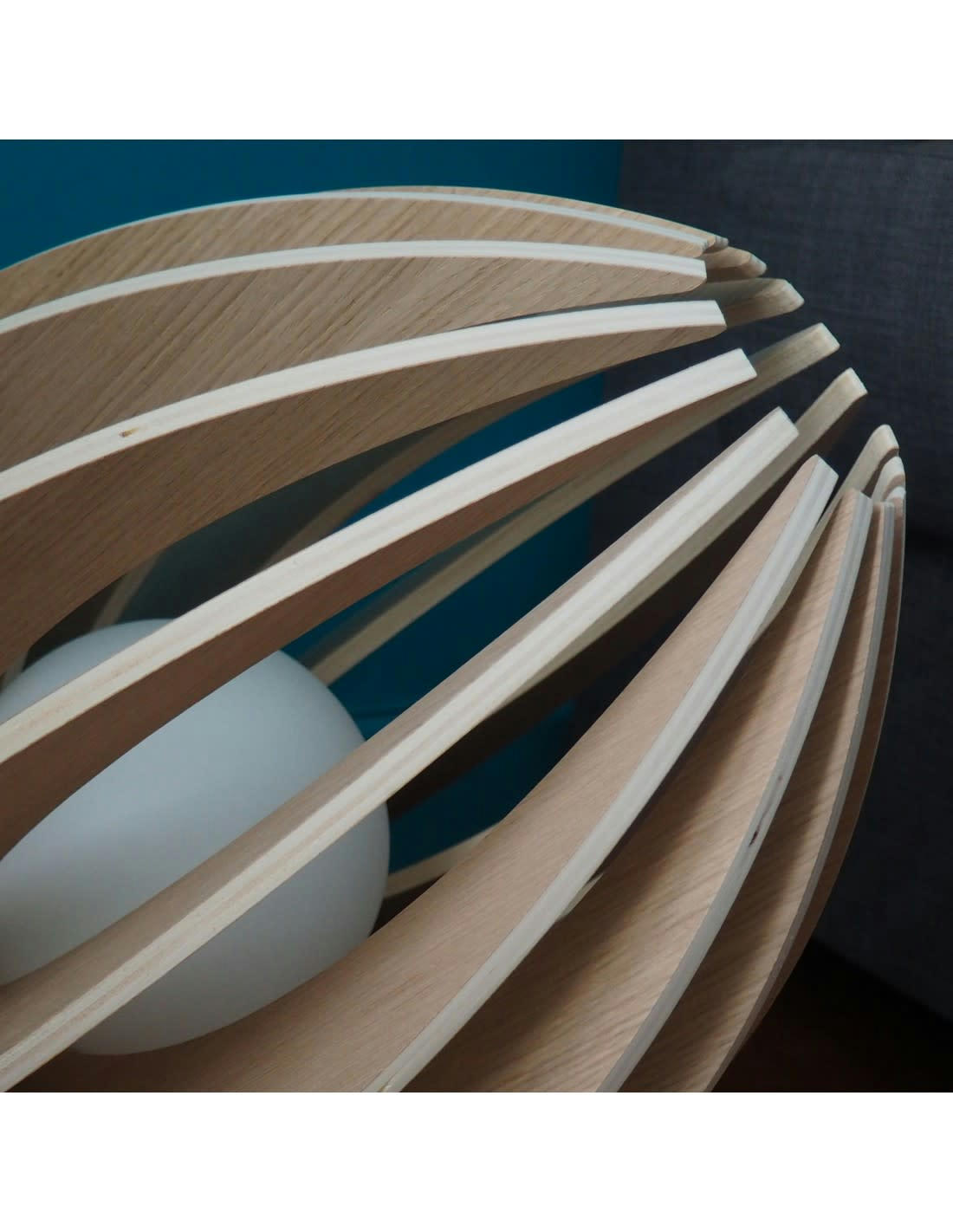 FÈVE - Lampe à poser en bois avec fil noir sans ampoule