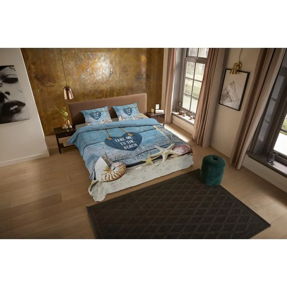 Pure dekbedovertrek strand/ zee - 1 persoons 140x200/220 cm - Multi - Microvezel