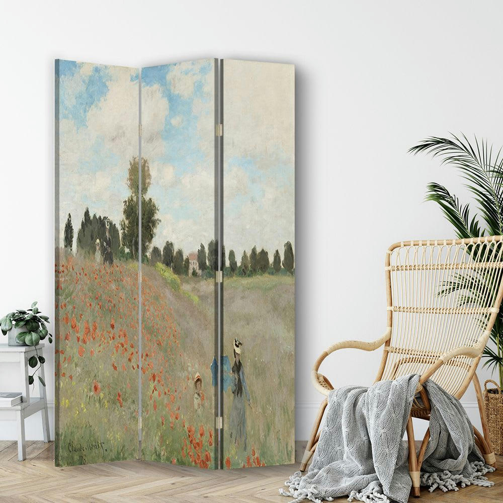 - Paravent Le Champ des Coquelicots - Claude Monet 110x150cm (3 volets)