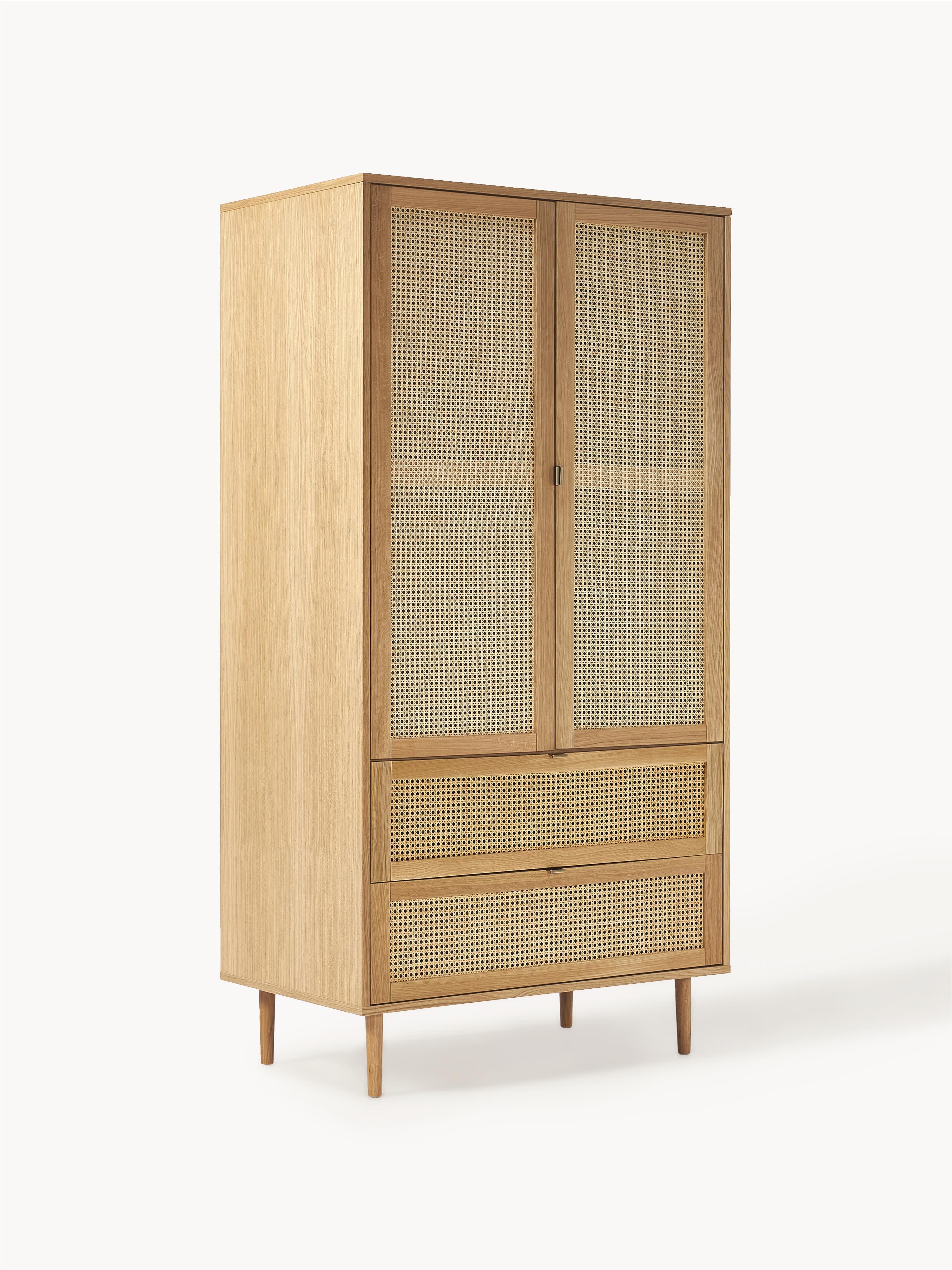 Kleiner Kleiderschrank Aries mit Wiener Geflecht, 2-türig