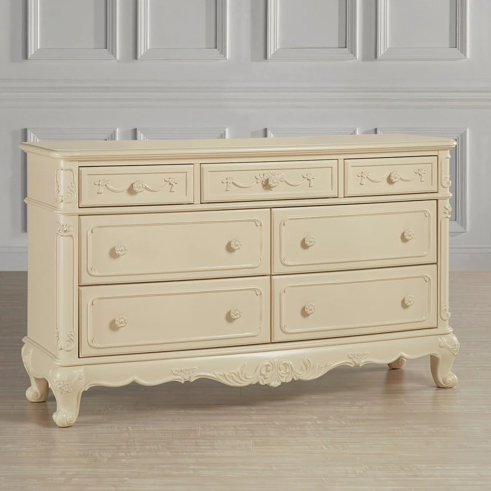 Fairytale Victorian Princess White Dresser and Mirror by TRIBECCA HOME