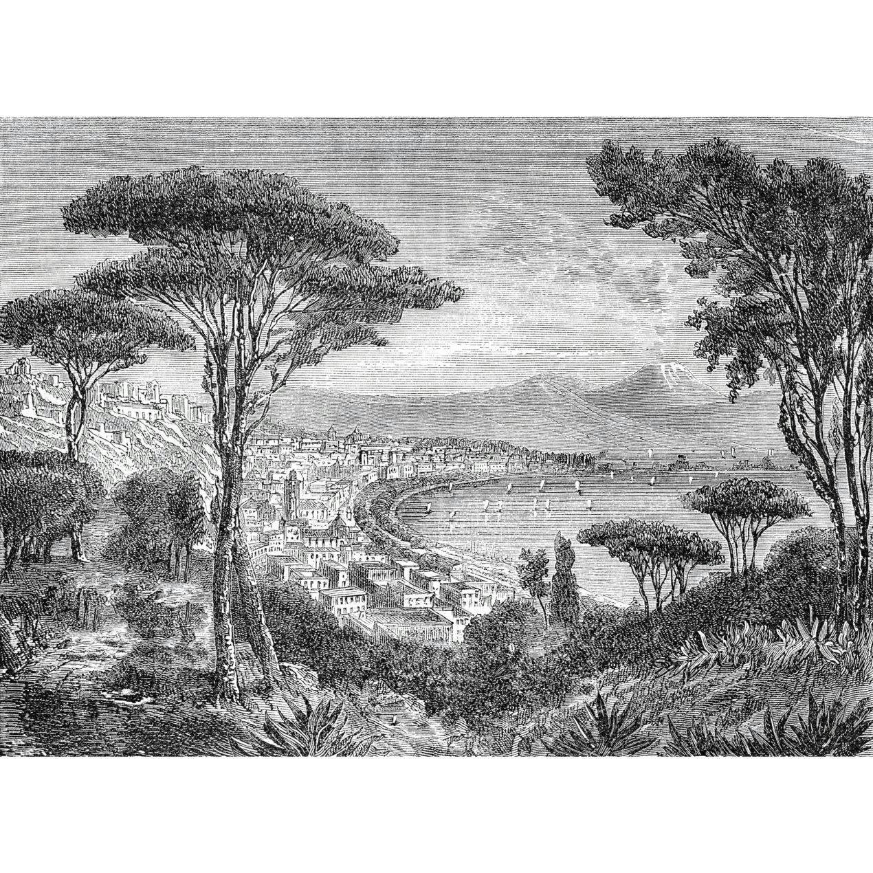 - Papier peint panoramique gravure Naples 390x270cm