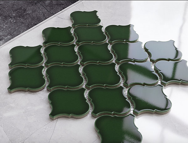 Mosaïque sur résille pour salle de bain et cuisine en céramique 27.5 cm x 25.2 cm- Arab emerald