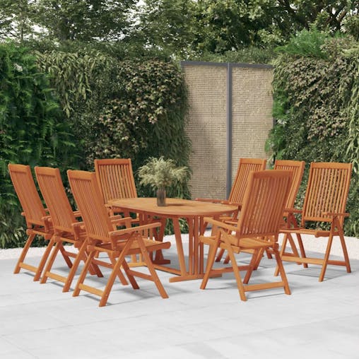 NNEVL Folding Garden Chairs 8 pcs Solid Wood Eucalyptus