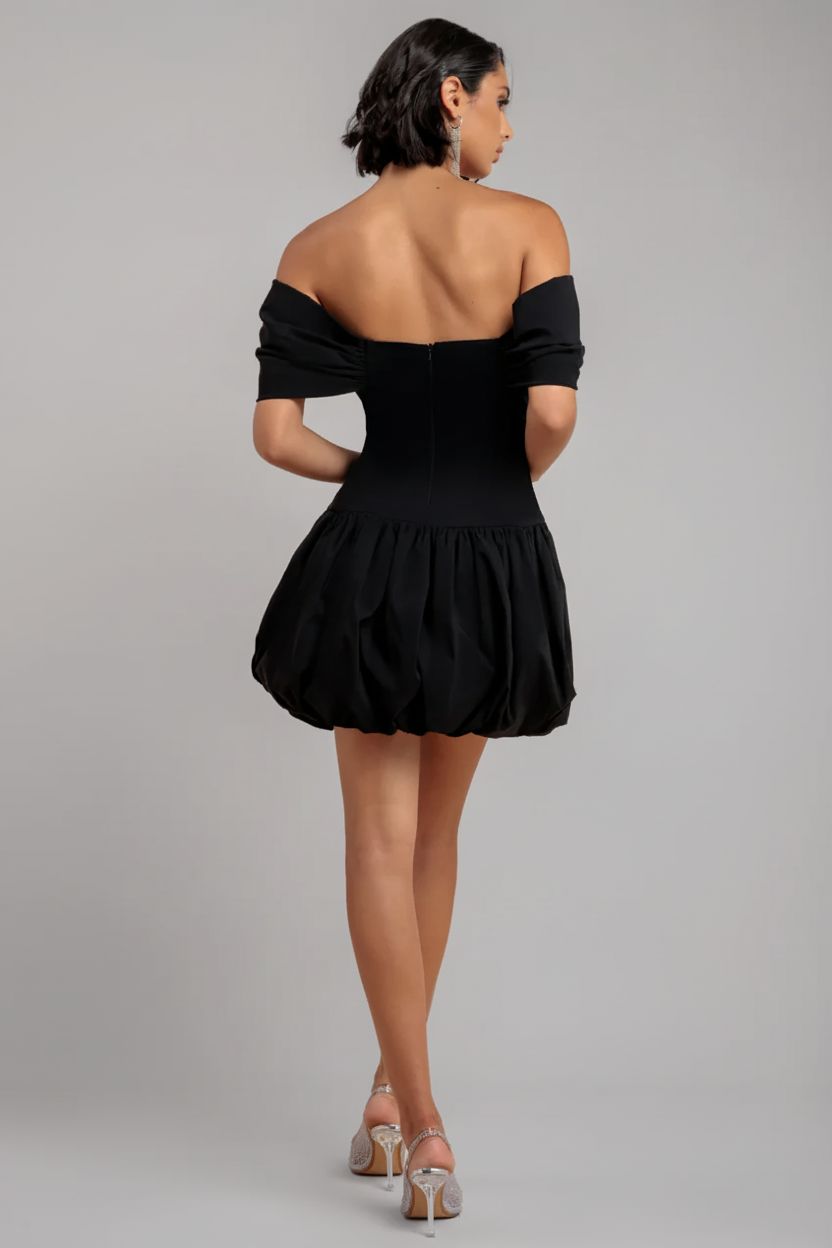 Goddiva Bardot Babydoll Corset Mini Dress