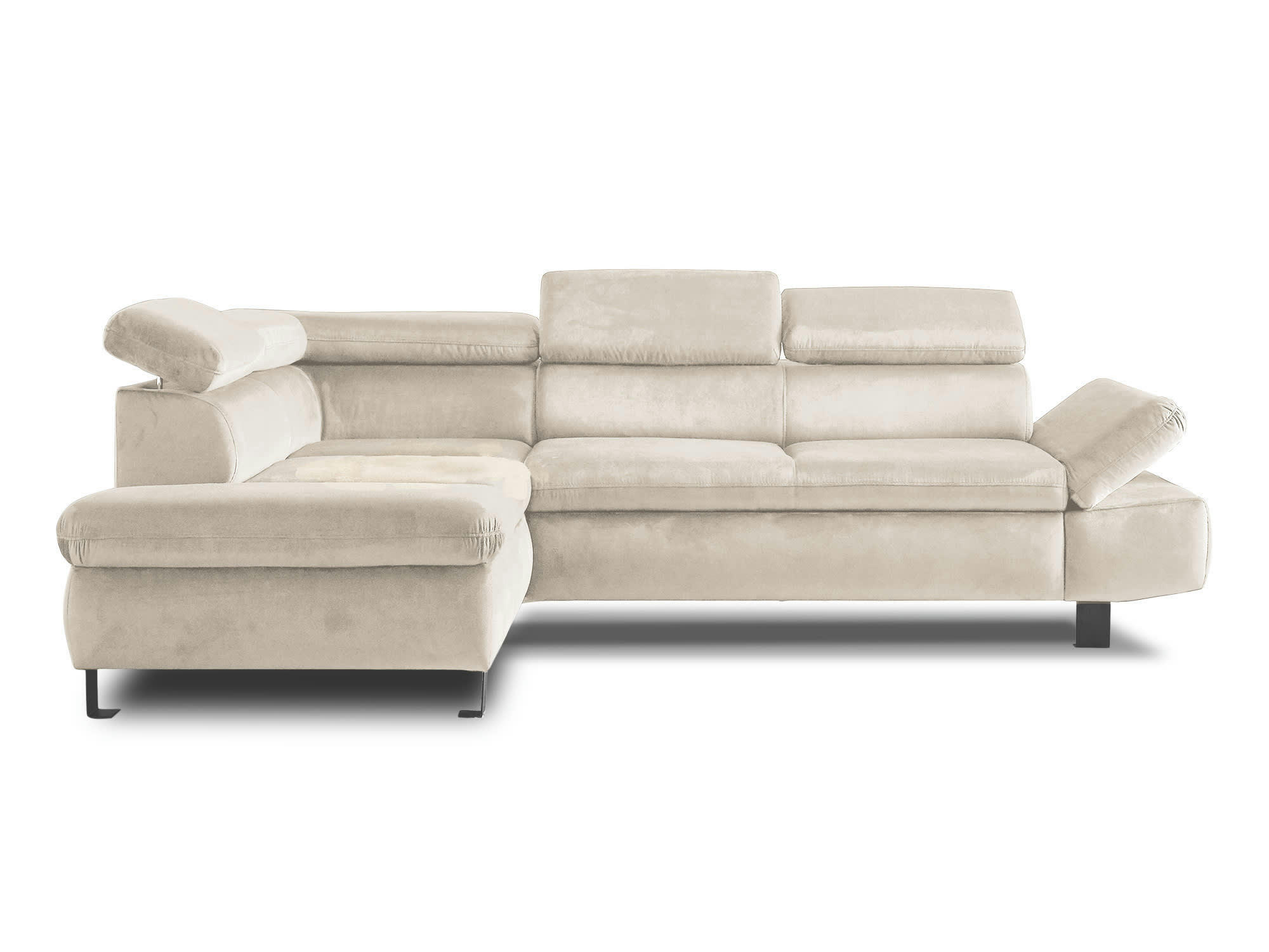 NAIROBI - Canapé d'angle gauche convertible 5 places en velours beige