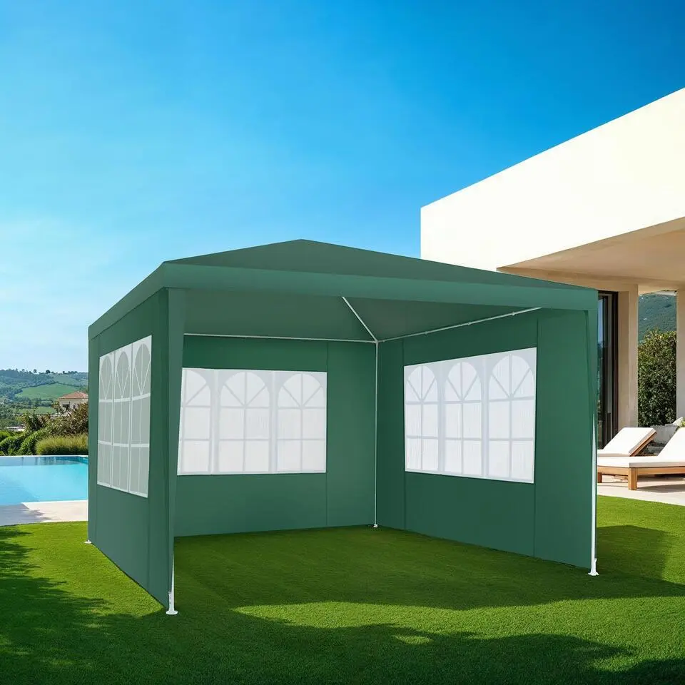 tectake Paviljoen Barinas met 3 zijdelen, waterdicht, 3x3m, Groen