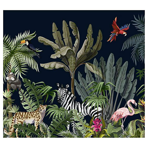 Papier peint intissé LES ANIMAUX EN FOLIE 300 x 270 cm (LxH) - Tapisserie murale panoramique XXL, Made in France par Scenolia