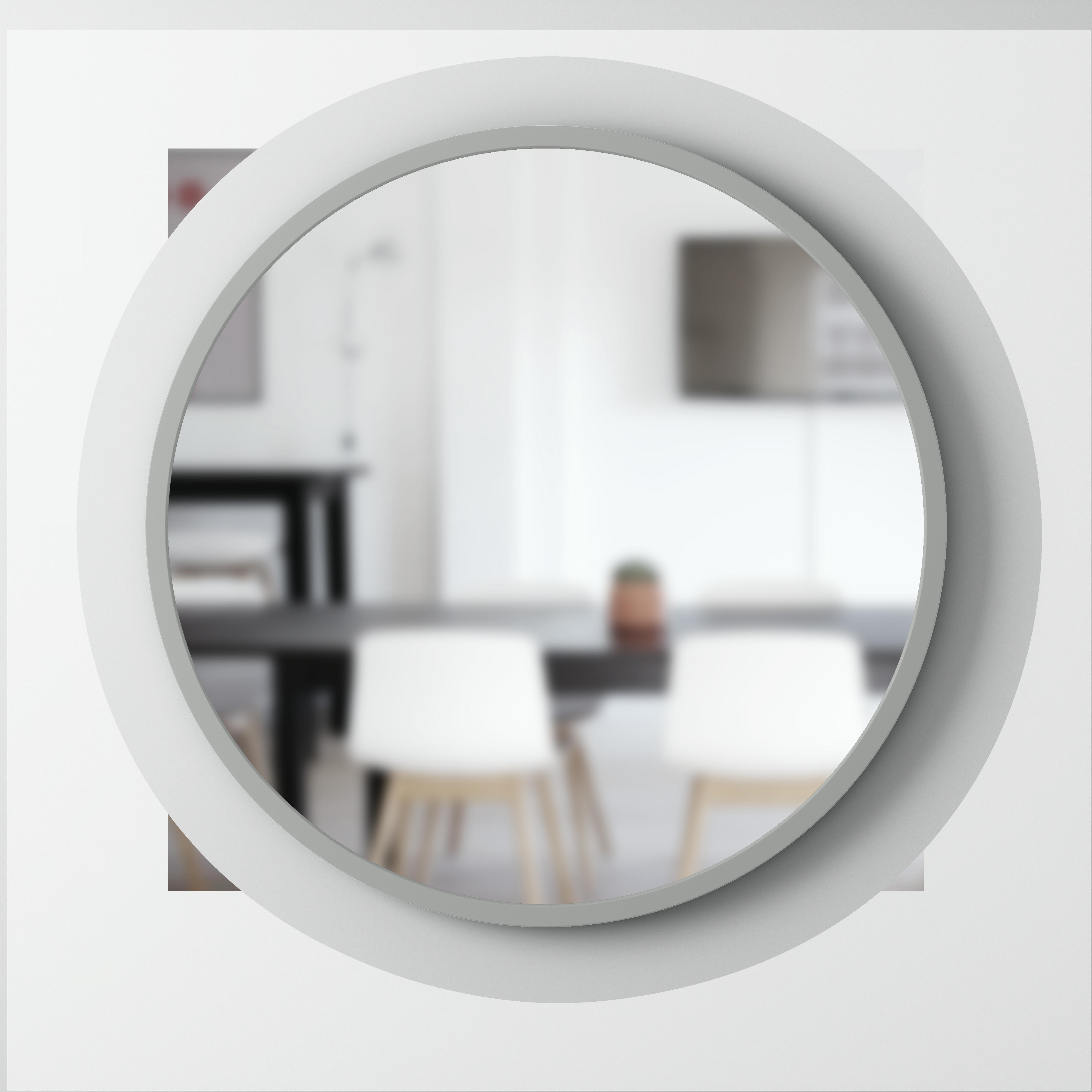 HUB - Miroir mural rond Hub contour caoutchouc gris D61cm