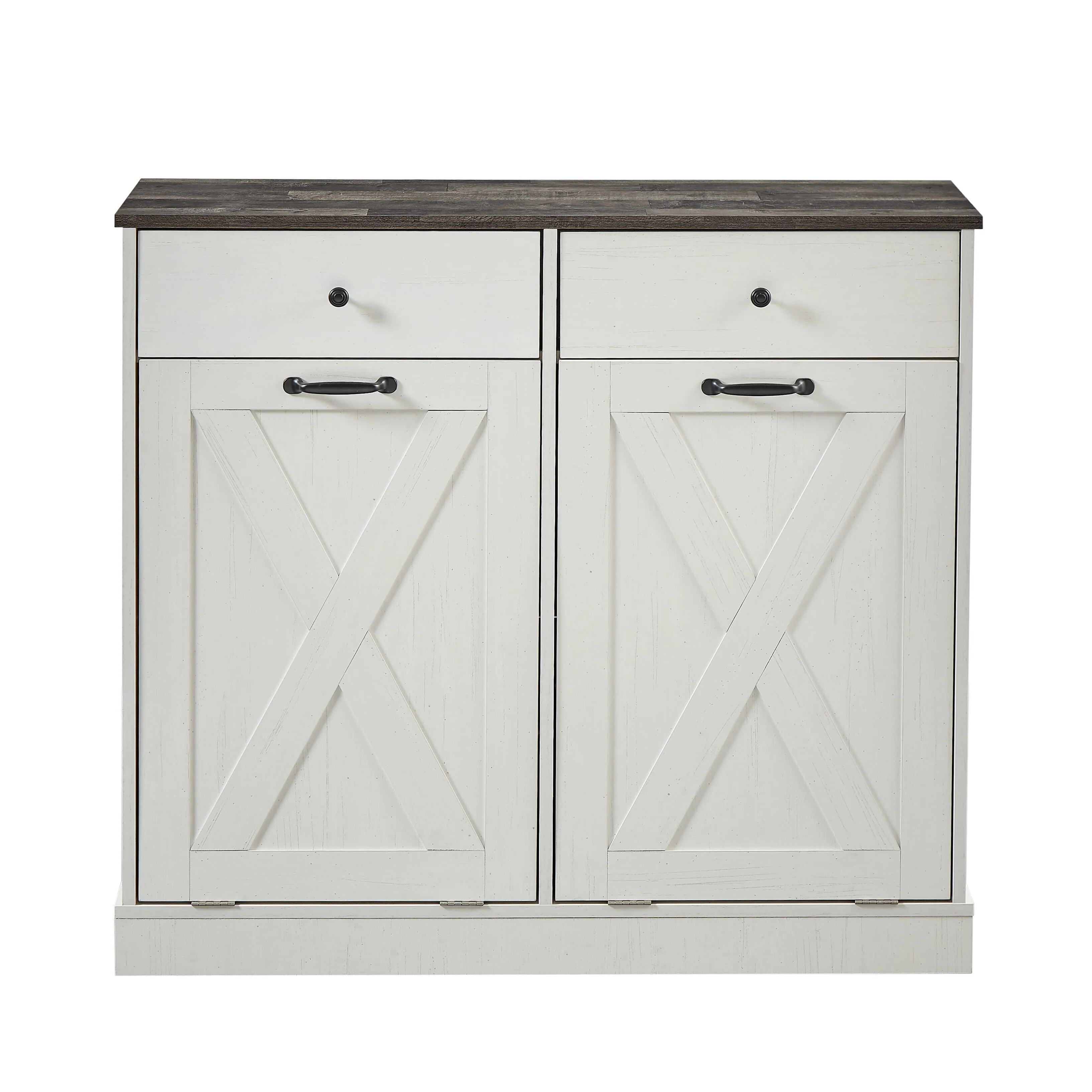 Modern Double-door Trash Cabinet with Two Drawers for Living Room, Kitchen