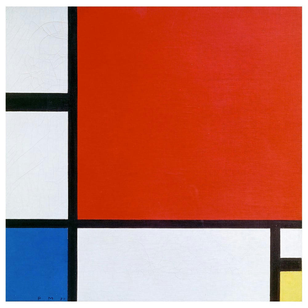 - Tableau composition II en rouge, bleu et jaune Piet Mondrian 90x90cm