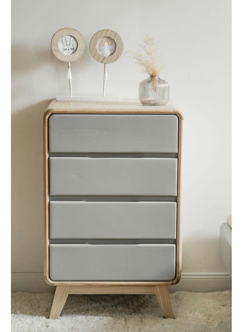 RÉTRO - Commode  bois massif naturel et gris