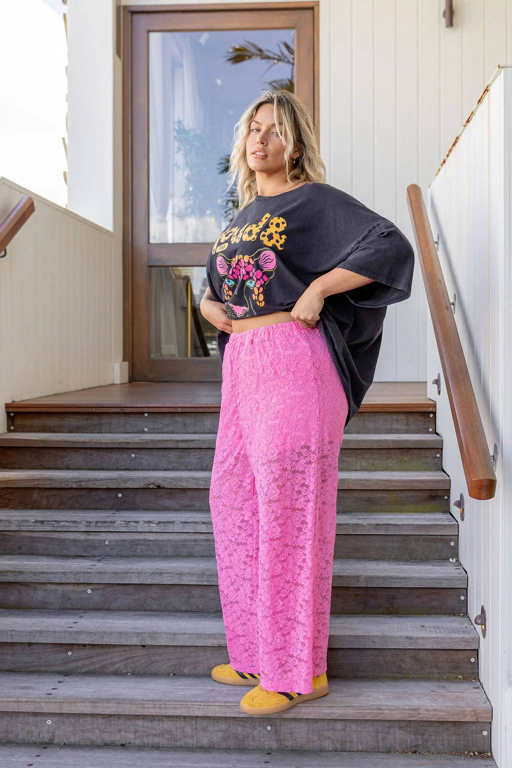 Honey Lace Pant in Pink